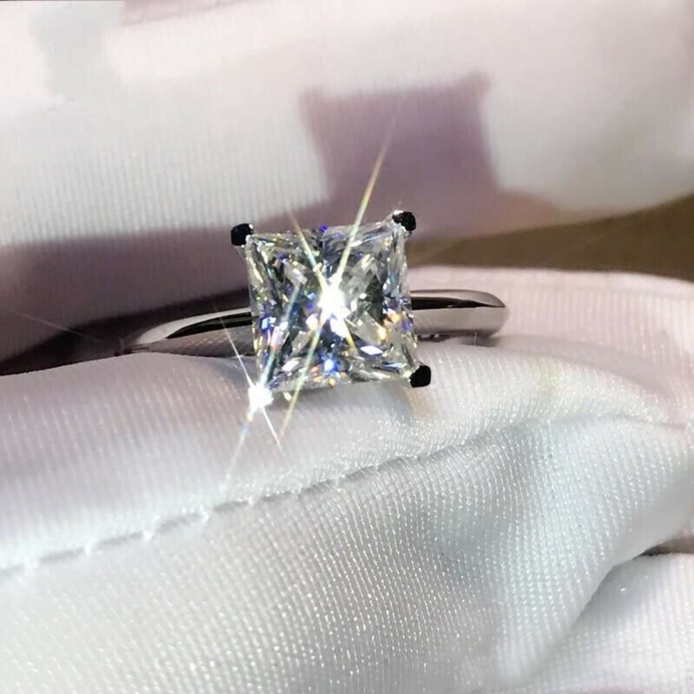 *NEW 18K DIAMOND WHITE GOLD STERLING SILVER RING* - Picture 5 of 5